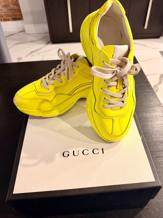 Gucci Other - Auth Gucci Python Fluo Yellow and Beige Leather Sneakers w/box dust bags xtr str